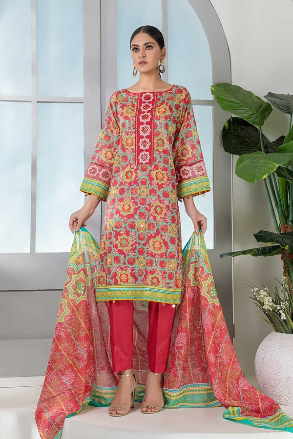 AST223P17 Printed Lawn Collection (POPPY RED) - Armansonline