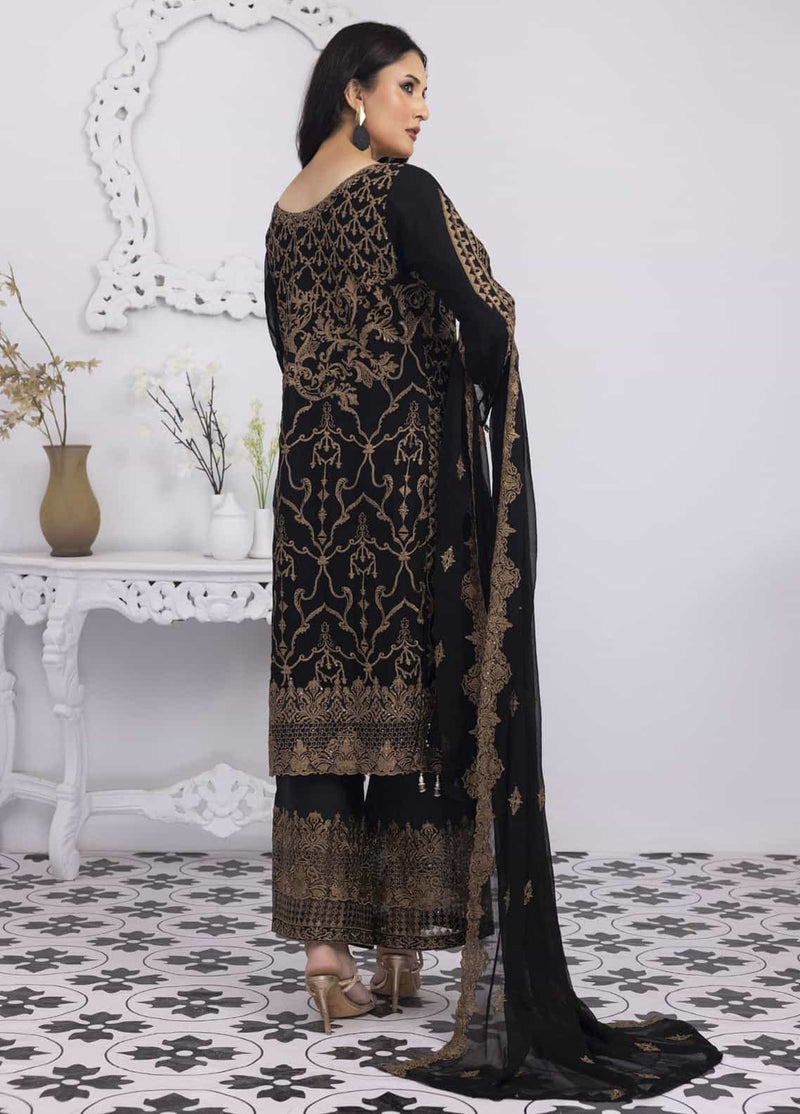 PD-23-102 Mansoob Embroidered Stitched 3 Piece Chiffon Suit - Armansonline