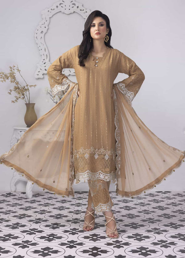 PD-23-103 Mansoob Embroidered Stitched 3 Piece Chiffon Suit - Armansonline