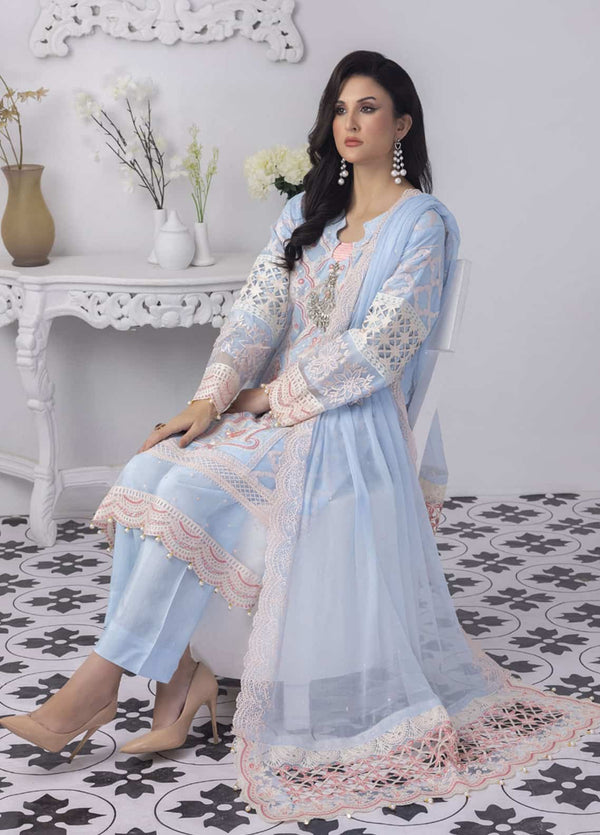 PD-23-104 Mansoob Embroidered Stitched 3 Piece Chiffon Suit - Armansonline