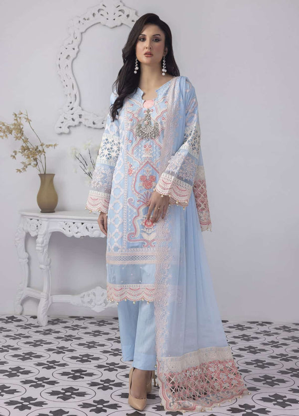 PD-23-104 Mansoob Embroidered Stitched 3 Piece Chiffon Suit - Armansonline